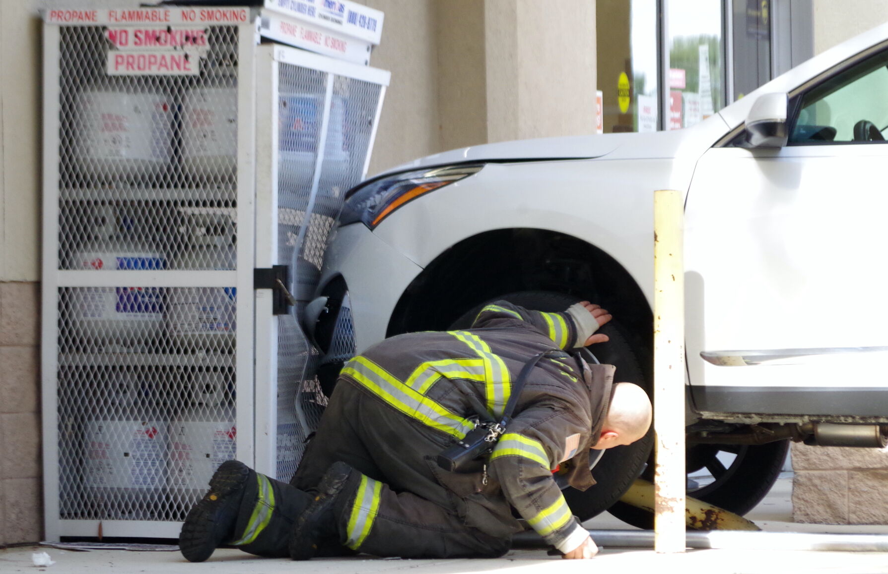 SUV travels into propane tank cage at Beverly Hills pharmacy